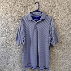 Fairway & Greene Polo Shirt Men L 1915 Embroidered Logo Golf USA flag Blue White